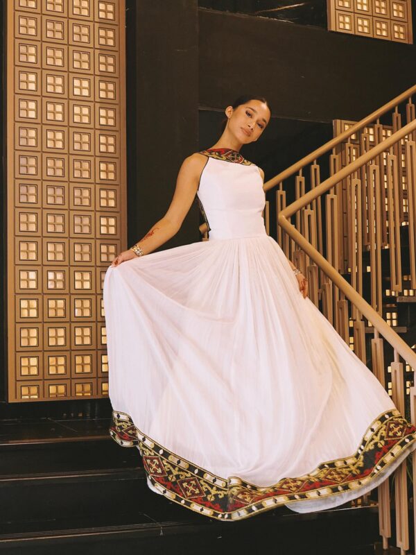 Elegant Modern Cultural Dress – Ethiopian & Eritrean Inspired Handmade Cotton Attire S0001